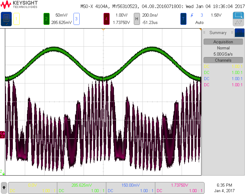 Amplitude and frequency modulation scope screenshot @ 1Mhz